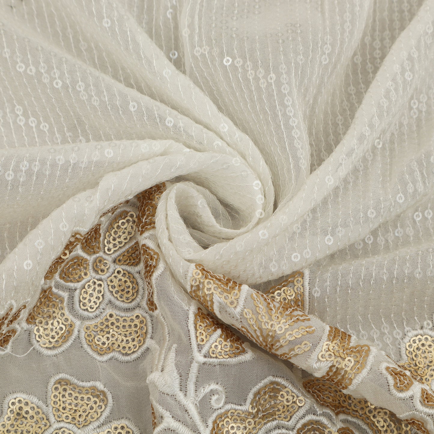 White Color Georgette Embroidery Fabric