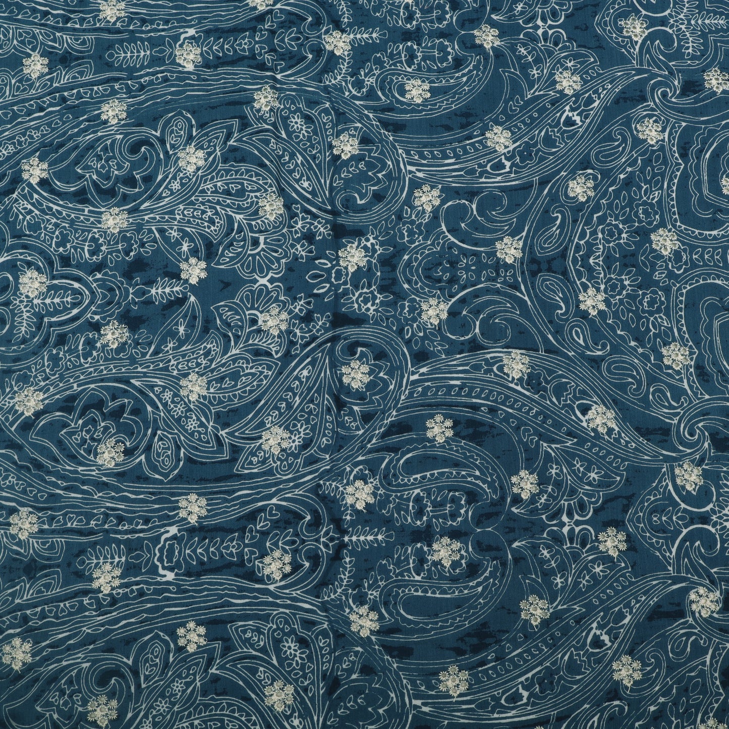 Muslin Print Chikan Embroidery Fabric