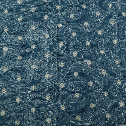 Muslin Print Chikan Embroidery Fabric