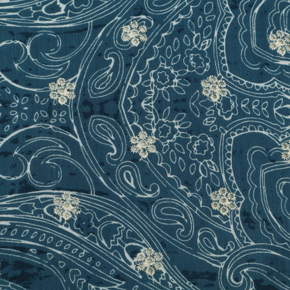 Muslin Print Chikan Embroidery Fabric