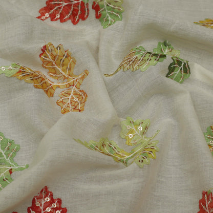 Colored Color Mulmul Embroidery Fabric