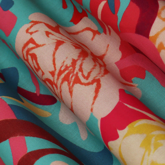 Colored Color Mulmul  Print Fabric