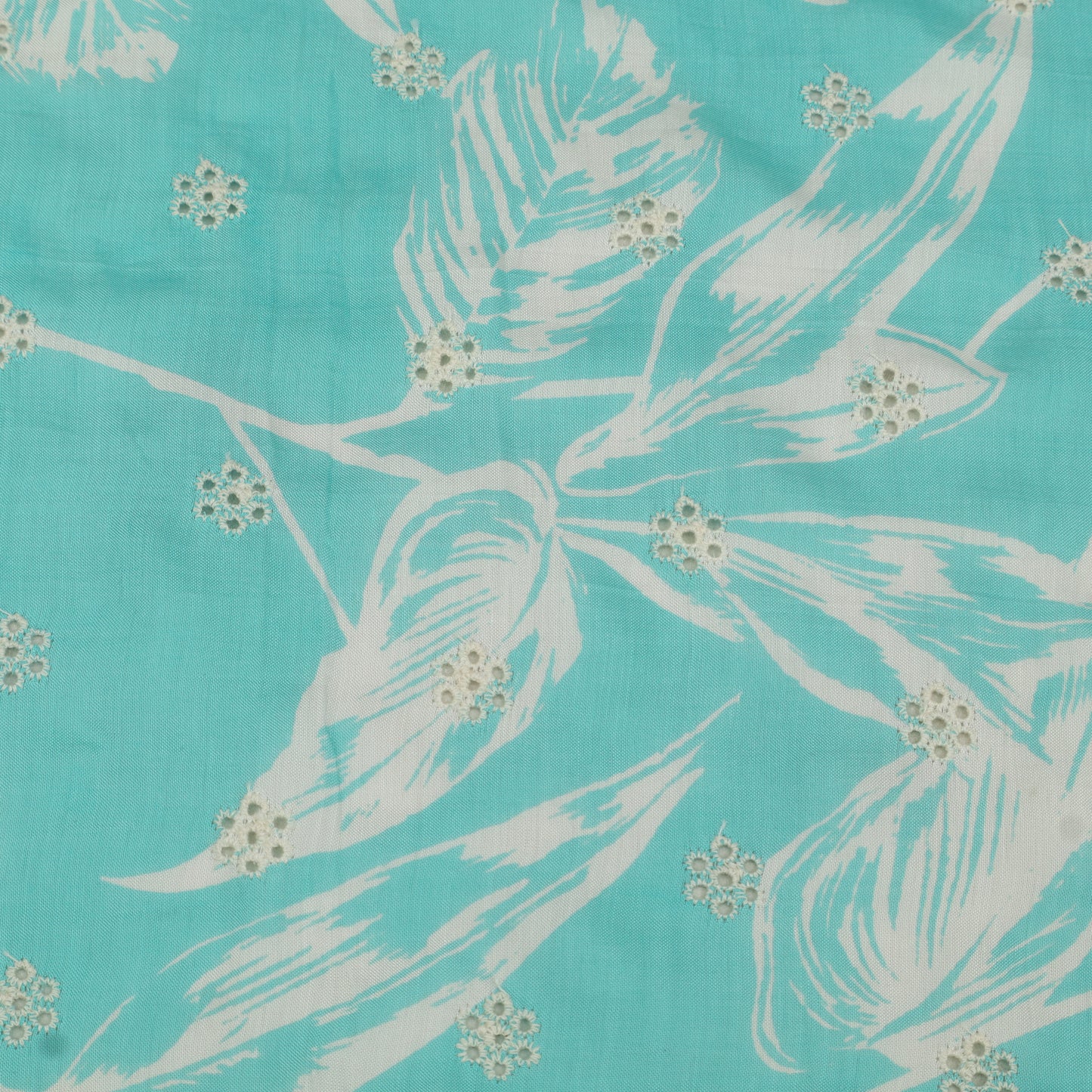 Muslin Print Chikan Embroidery Fabric