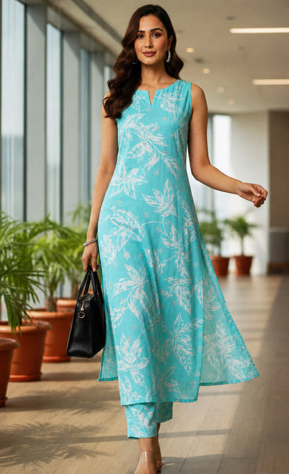 Muslin Print Chikan Embroidery Fabric