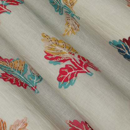 Colored Color Mulmul  Embroidery Fabric