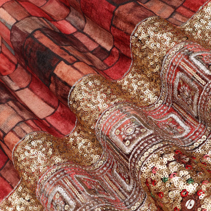 Velvet Print Embroidery Fabric