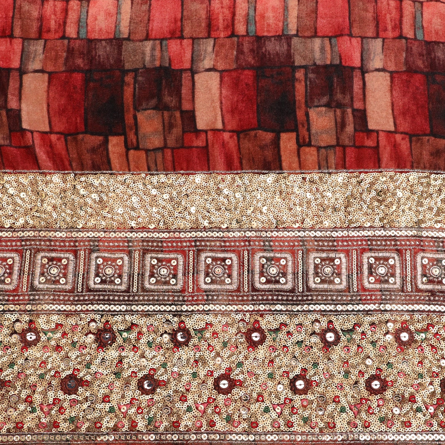 Velvet Print Embroidery Fabric