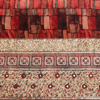 Velvet Print Embroidery Fabric