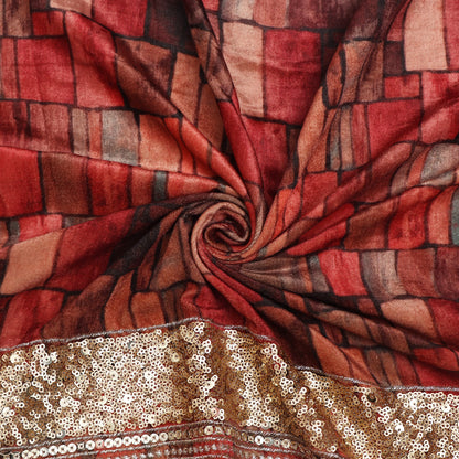 Velvet Print Embroidery Fabric