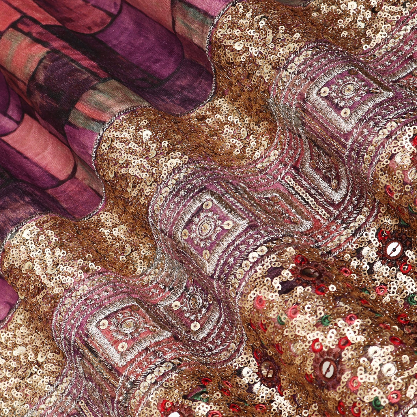 Velvet Print Embroidery Fabric