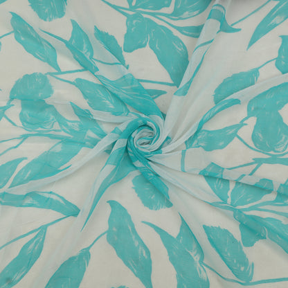 Muslin Print Chikan Embroidery Fabric