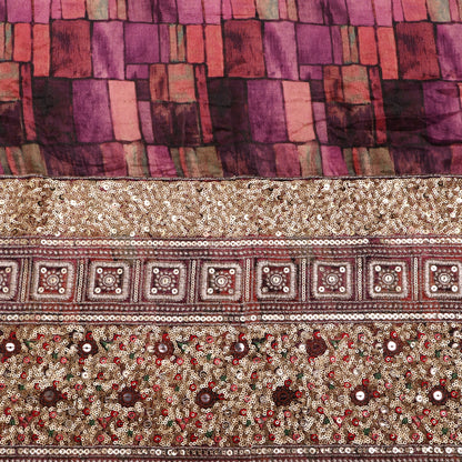 Velvet Print Embroidery Fabric