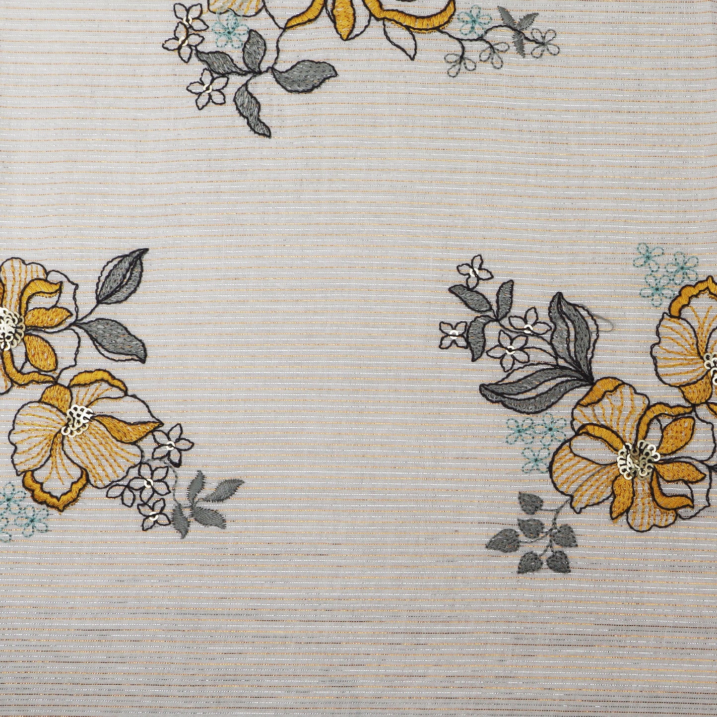 White Color Cotton Lurex Embroidery Fabric