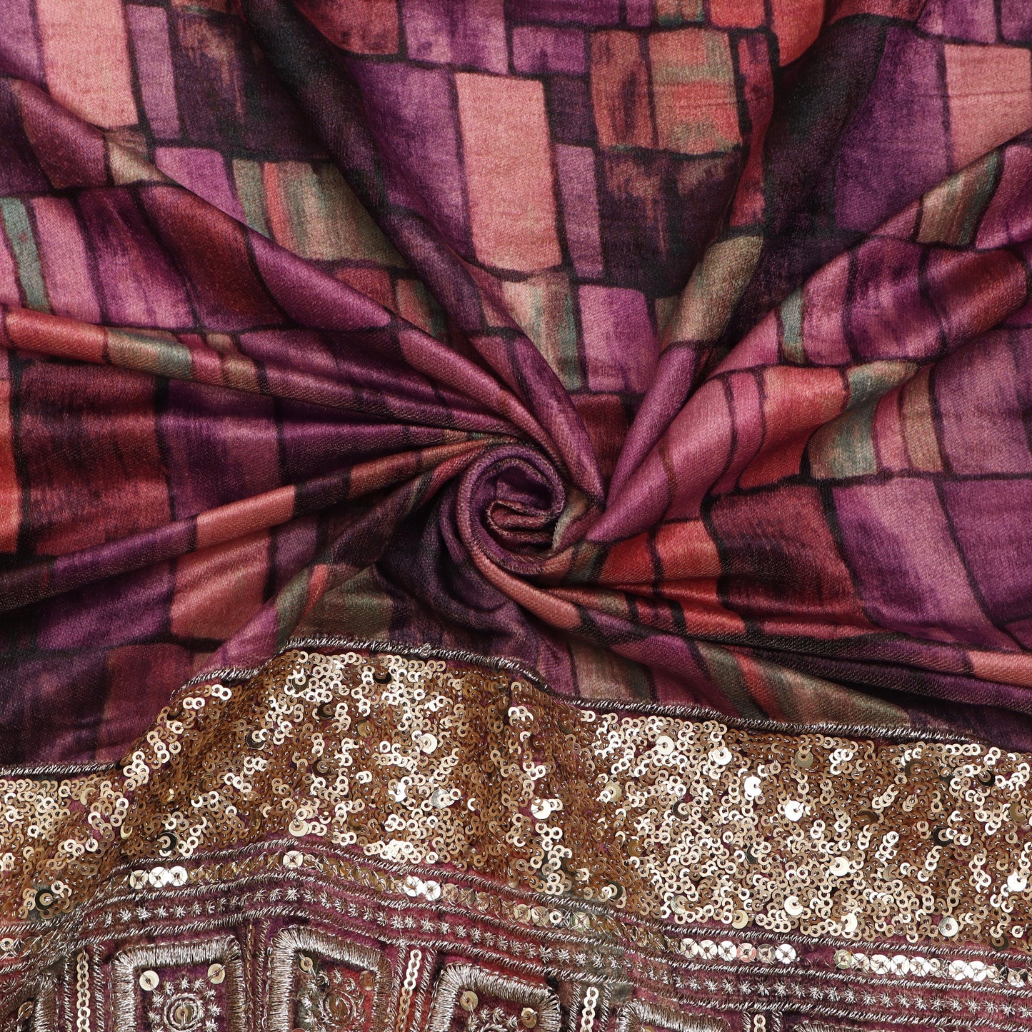 Velvet Print Embroidery Fabric