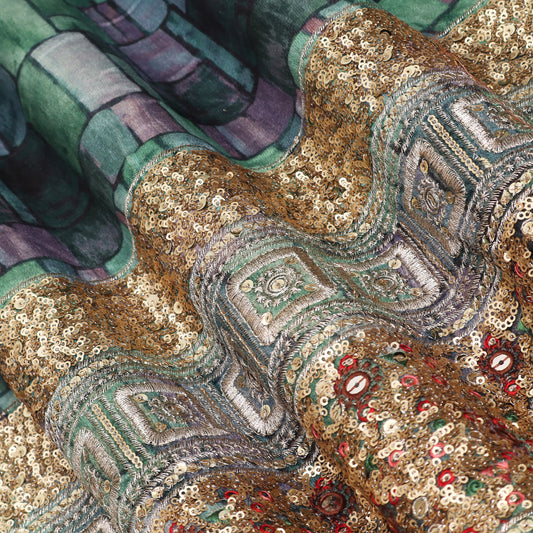 Velvet Print Embroidery Fabric