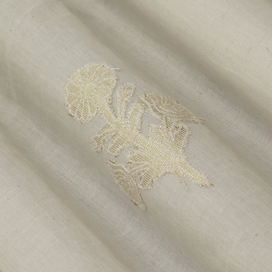 Cream Color Cotton Tissue Embroidery Fabric