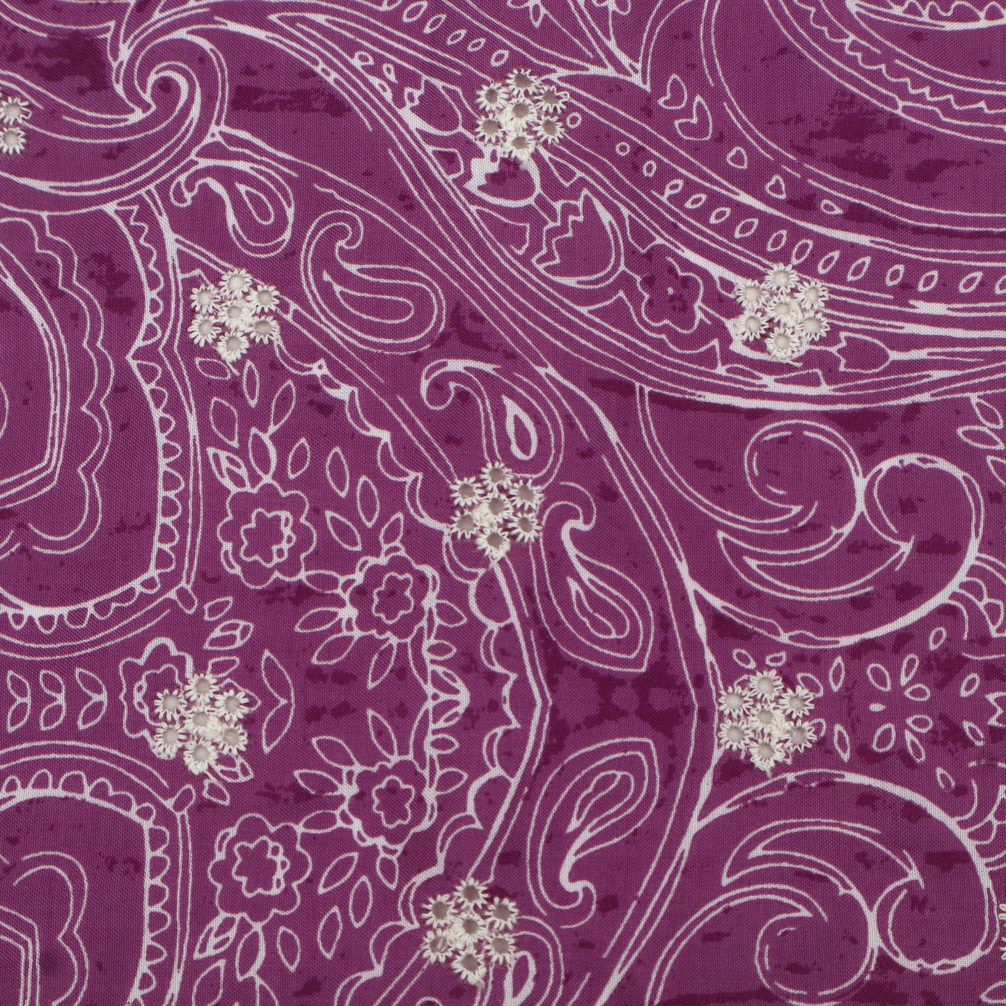 Muslin Print Chikan Embroidery Fabric