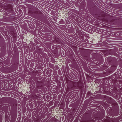 Muslin Print Chikan Embroidery Fabric