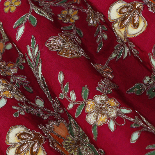 Rani Color Crepe Position Print Embroidery Fabric