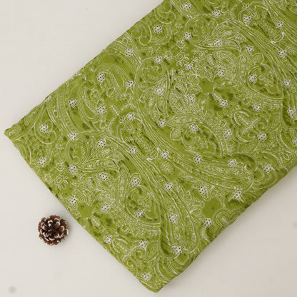 Muslin Print Chikan Embroidery Fabric