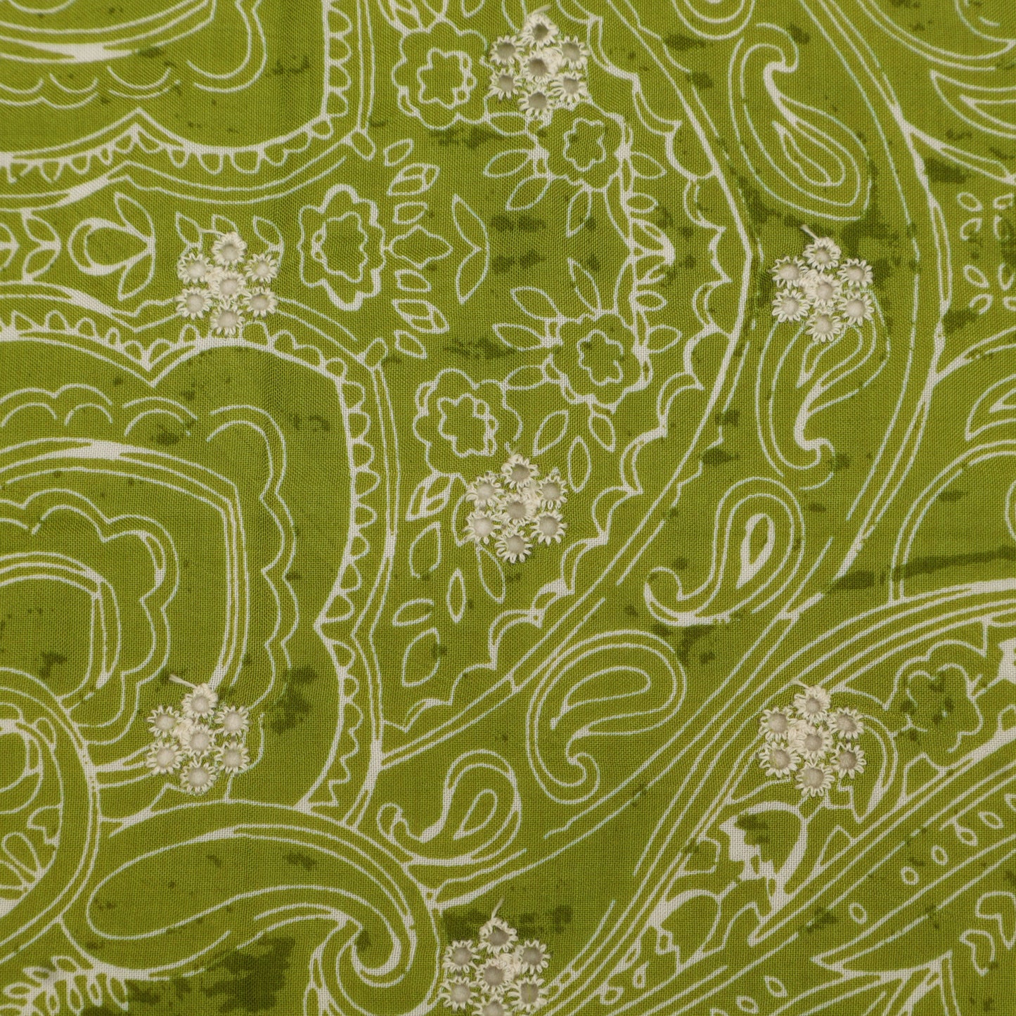 Muslin Print Chikan Embroidery Fabric