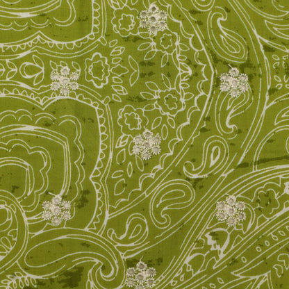 Muslin Print Chikan Embroidery Fabric