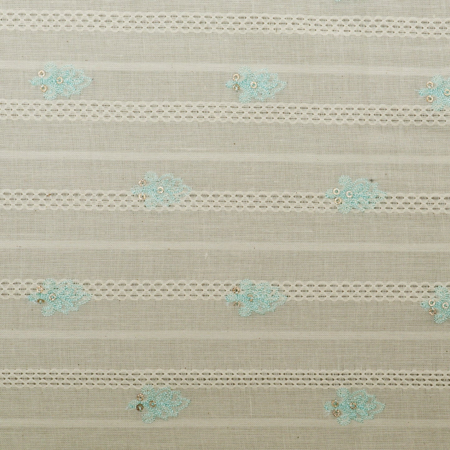 Off White Color Kora Cotton Embroidery Fabric