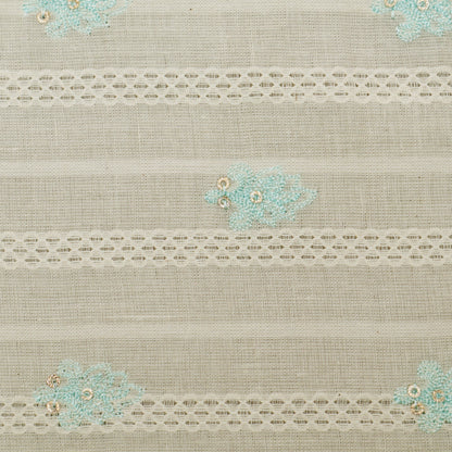 Off White Color Kora Cotton Embroidery Fabric