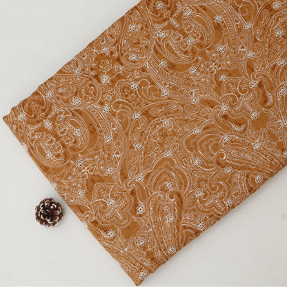 Muslin Print Chikan Embroidery Fabric