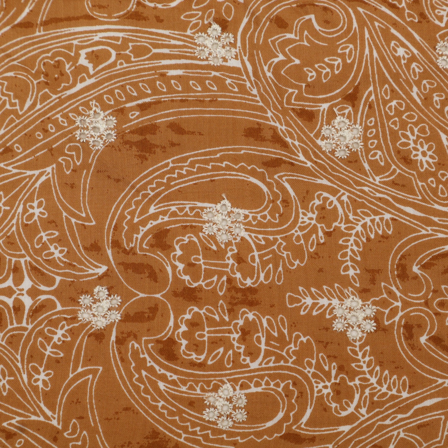 Muslin Print Chikan Embroidery Fabric