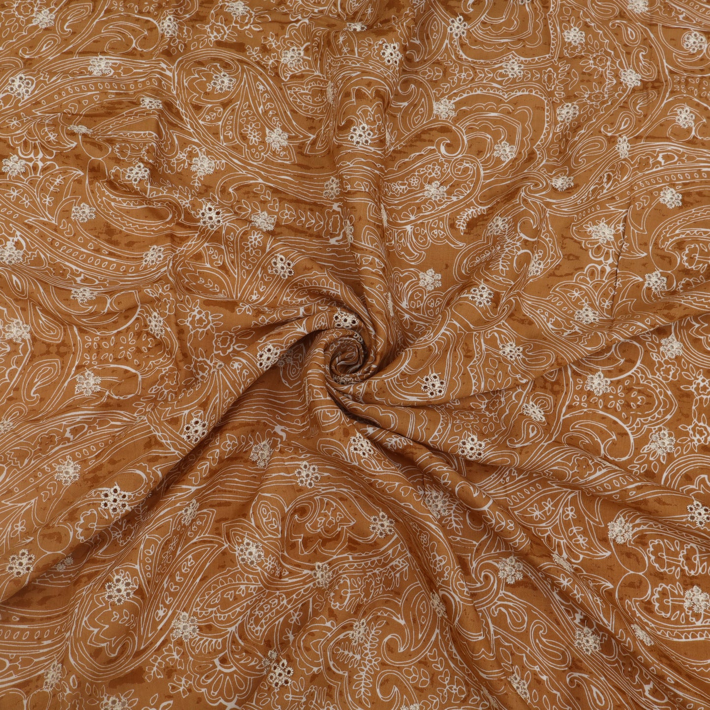 Muslin Print Chikan Embroidery Fabric