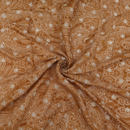 Muslin Print Chikan Embroidery Fabric