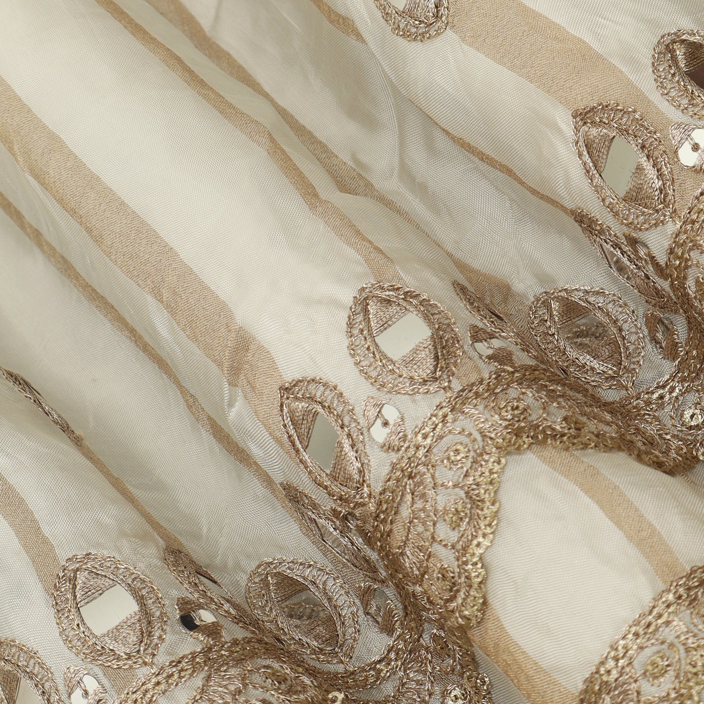 Beige Color Tissue Embroidery Fabric