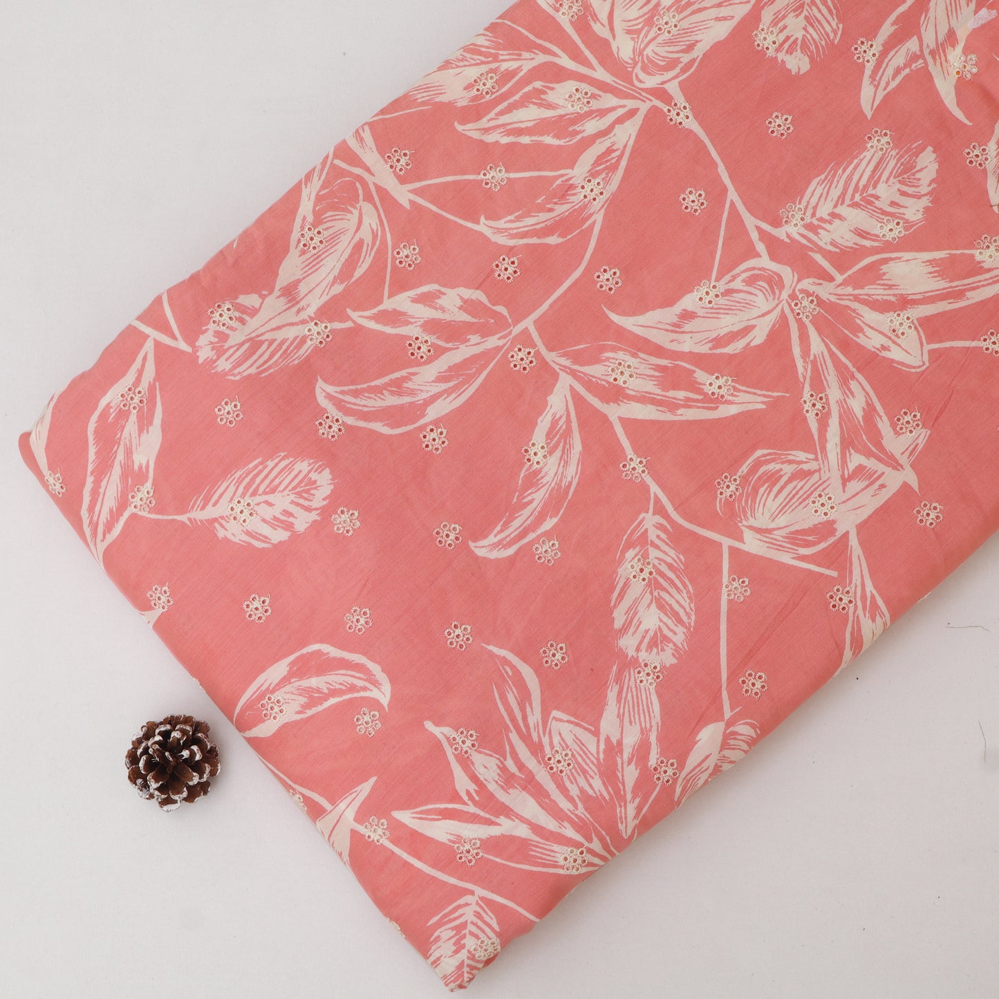Muslin Print Chikan Embroidery Fabric