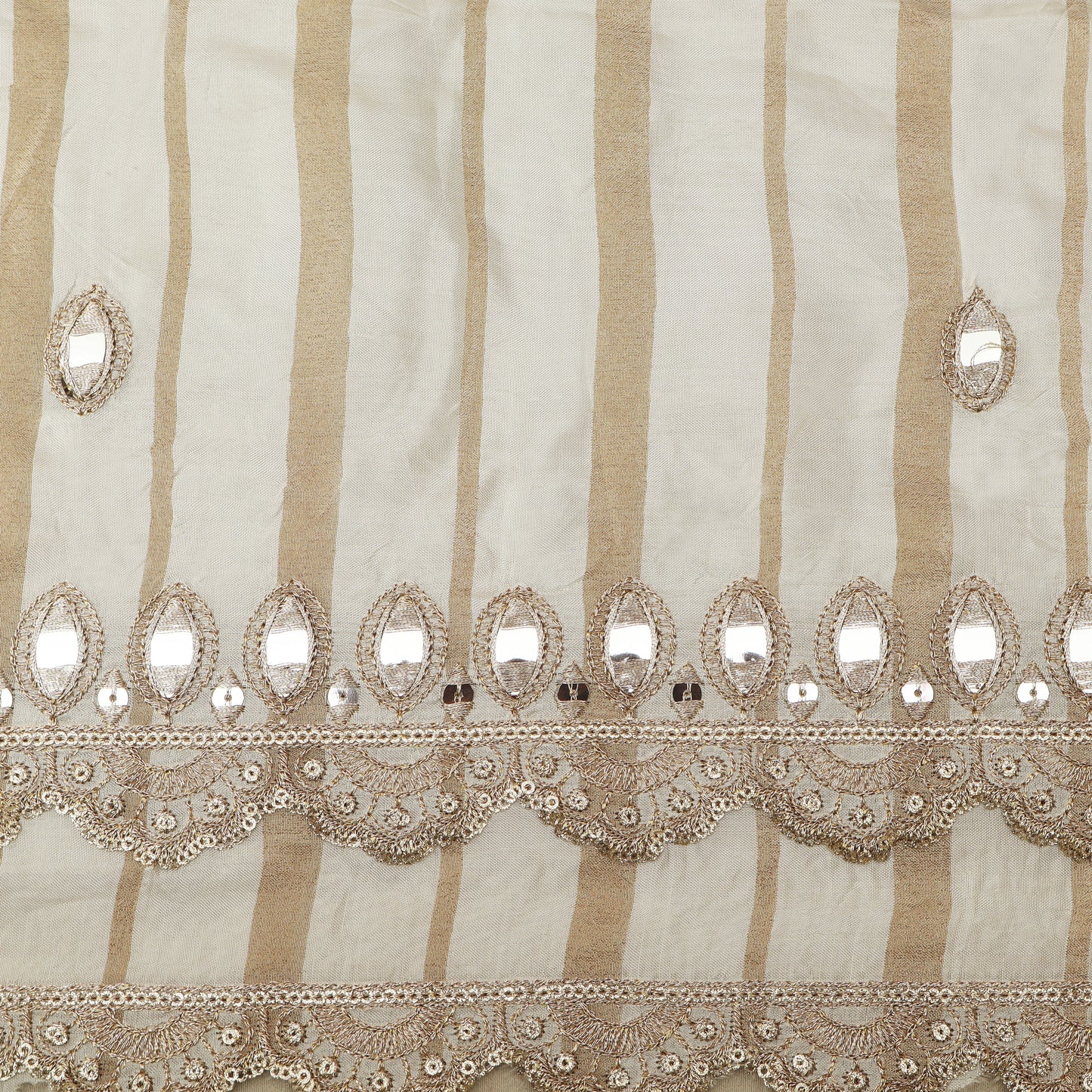 Beige Color Tissue Embroidery Fabric