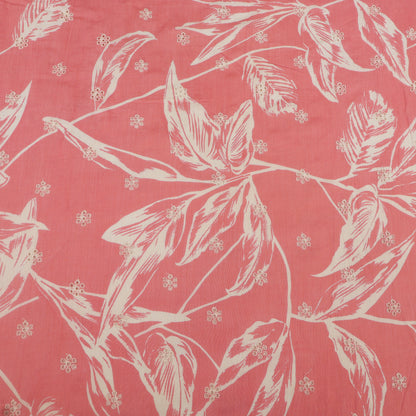 Muslin Print Chikan Embroidery Fabric