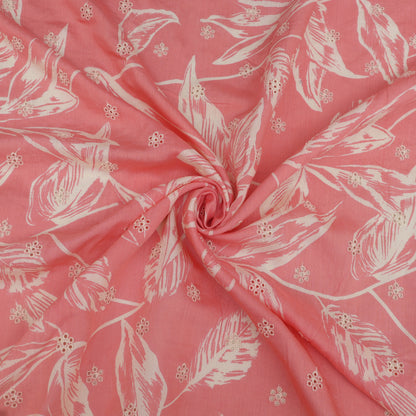 Muslin Print Chikan Embroidery Fabric