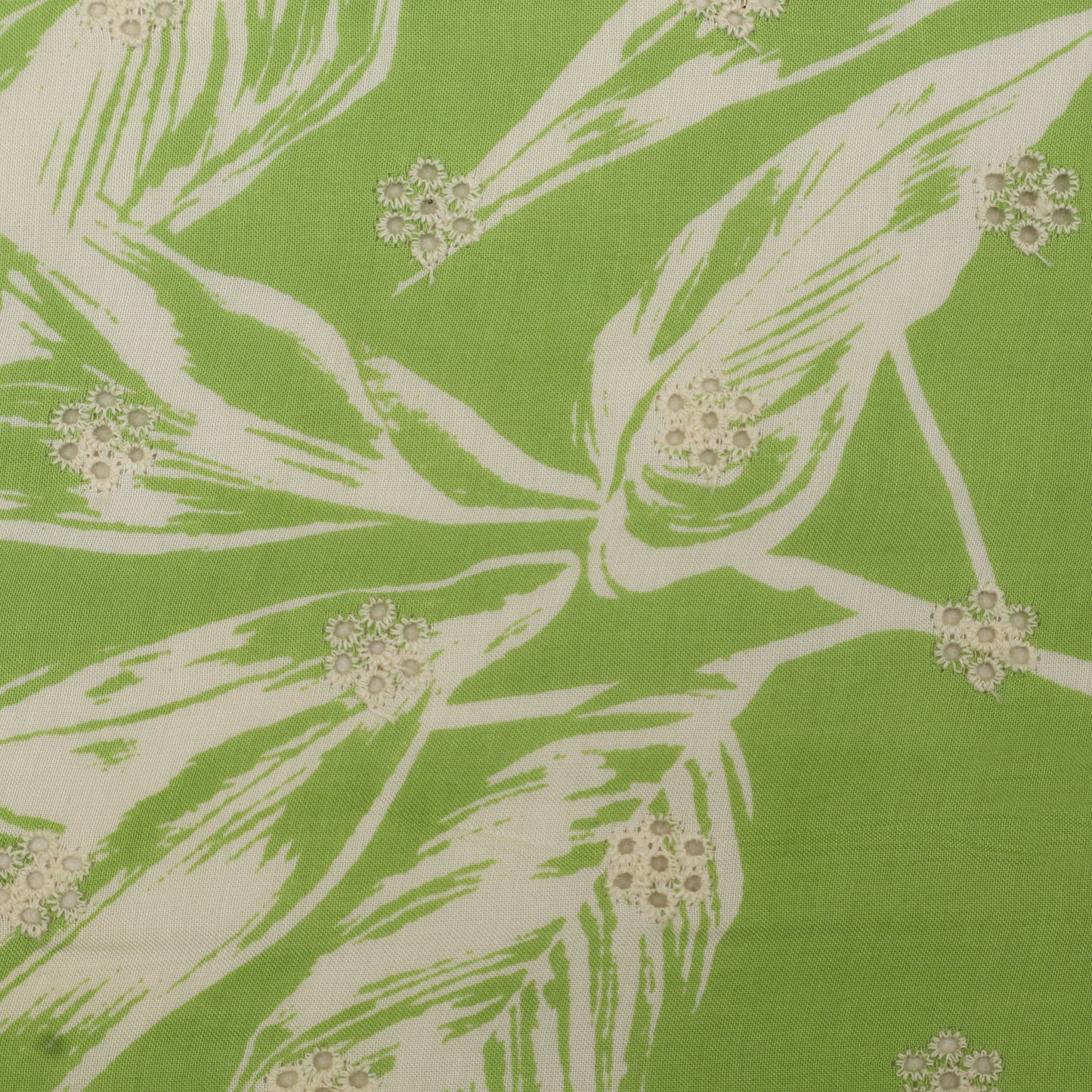 Muslin Print Chikan Embroidery Fabric