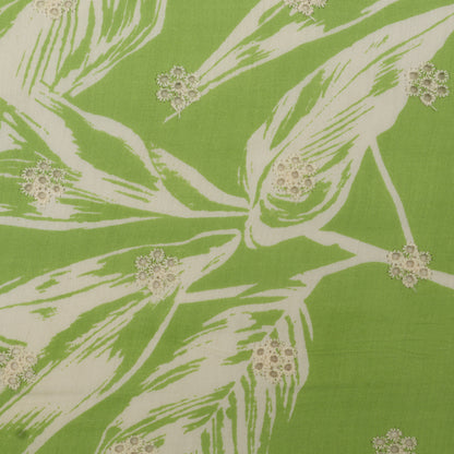 Muslin Print Chikan Embroidery Fabric
