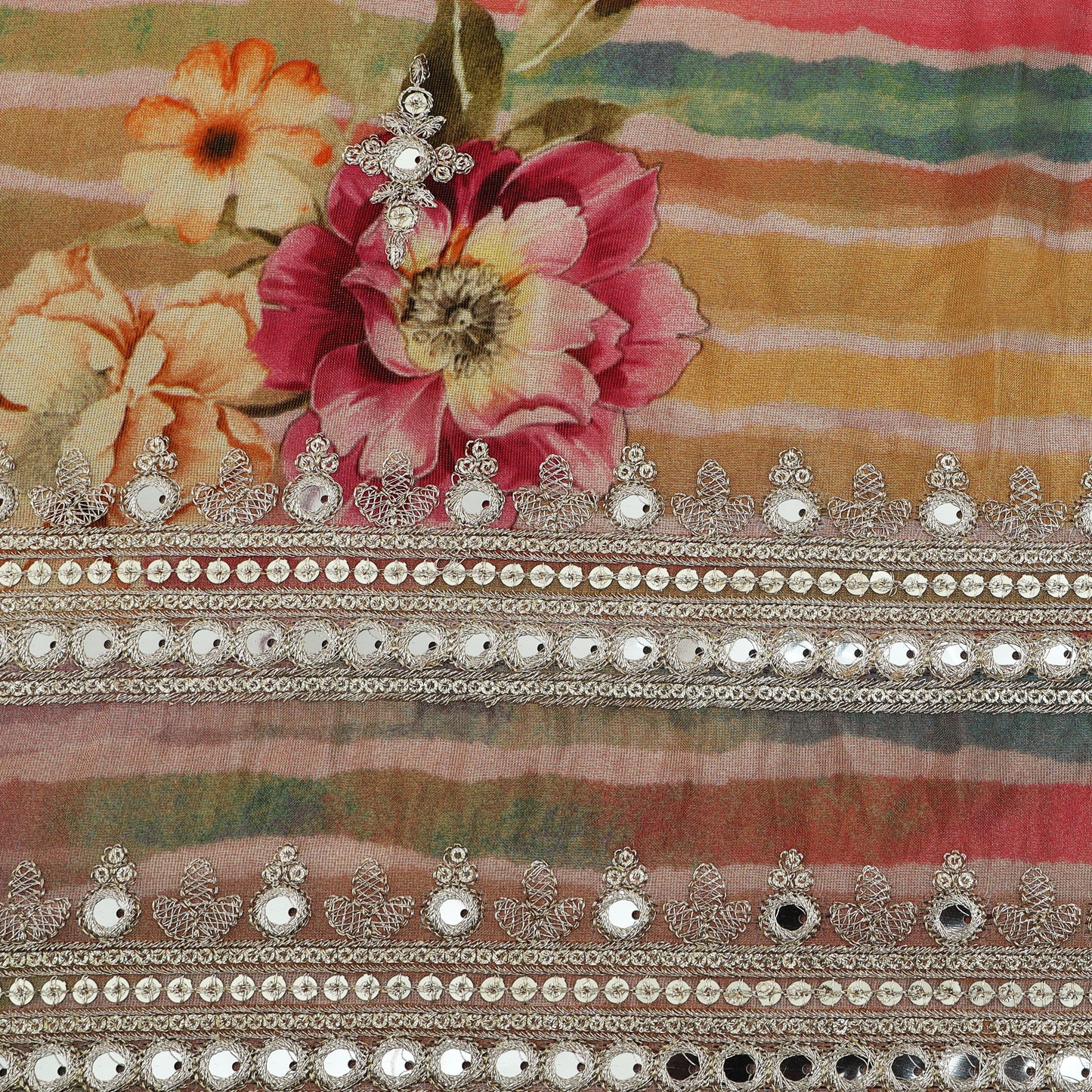 Multicolor Tissue Print Embroidery Fabric