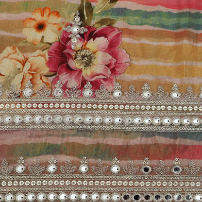 Multicolor Tissue Print Embroidery Fabric