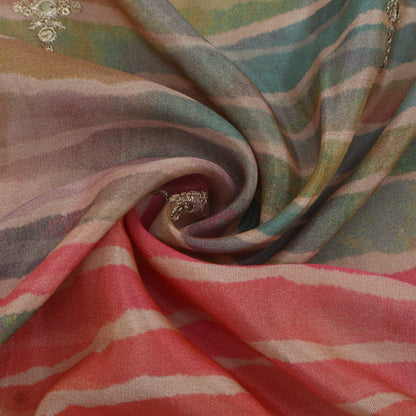 Multicolor Tissue Print Embroidery Fabric