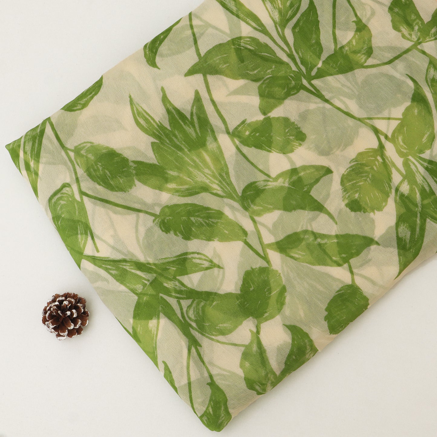 Muslin Print Chikan Embroidery Fabric