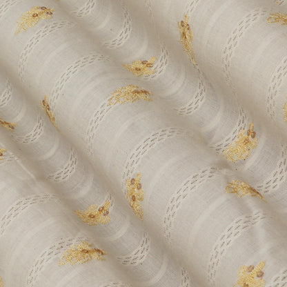 Off White Color Kora Cotton Embroidery Fabric