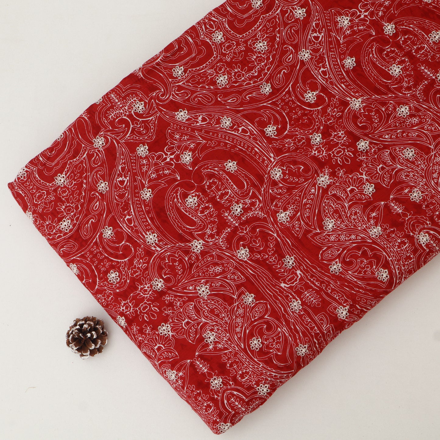 Muslin Print Chikan Embroidery Fabric