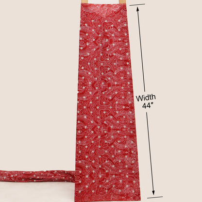 Muslin Print Chikan Embroidery Fabric