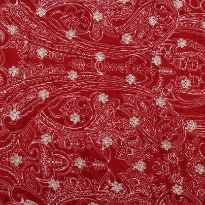 Muslin Print Chikan Embroidery Fabric
