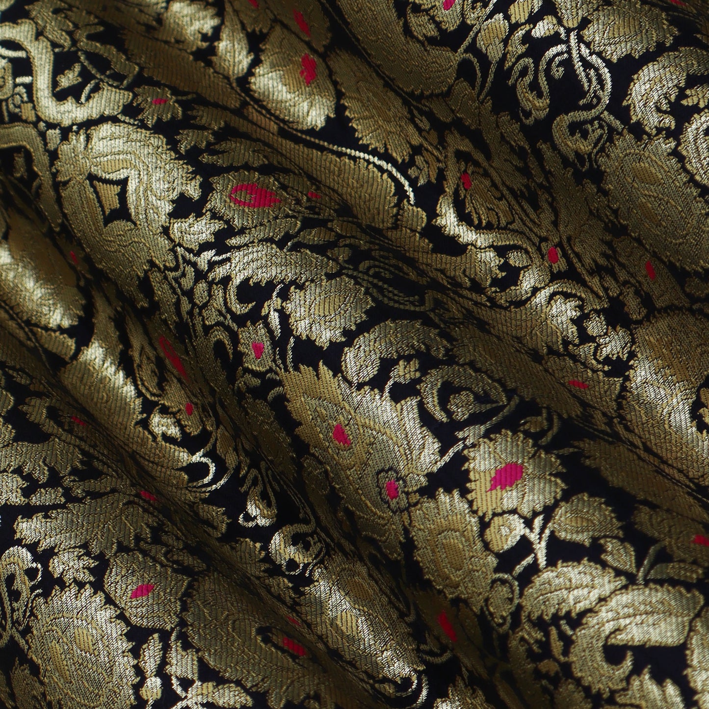 Navy Blue Color KimKhab Brocade Fabric