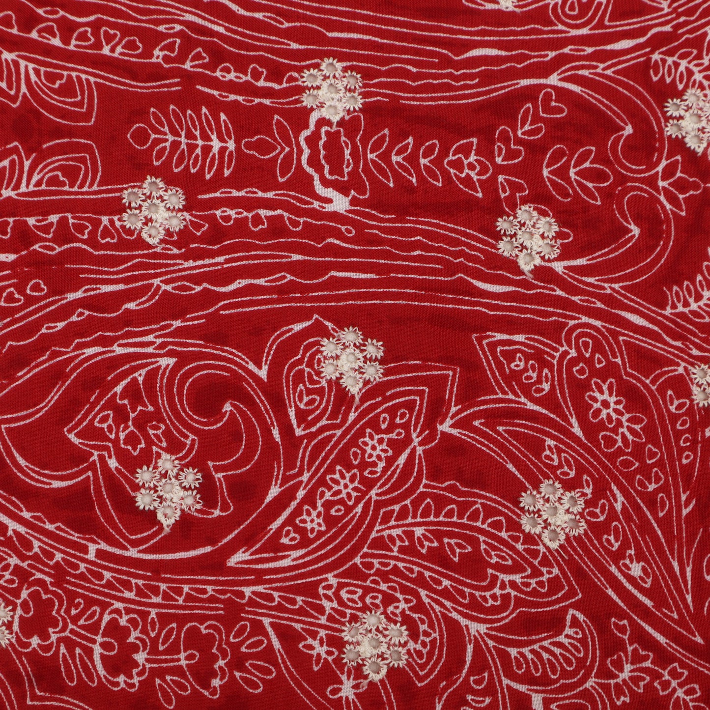Muslin Print Chikan Embroidery Fabric