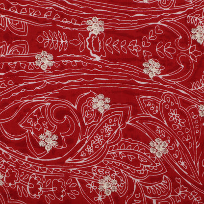 Muslin Print Chikan Embroidery Fabric